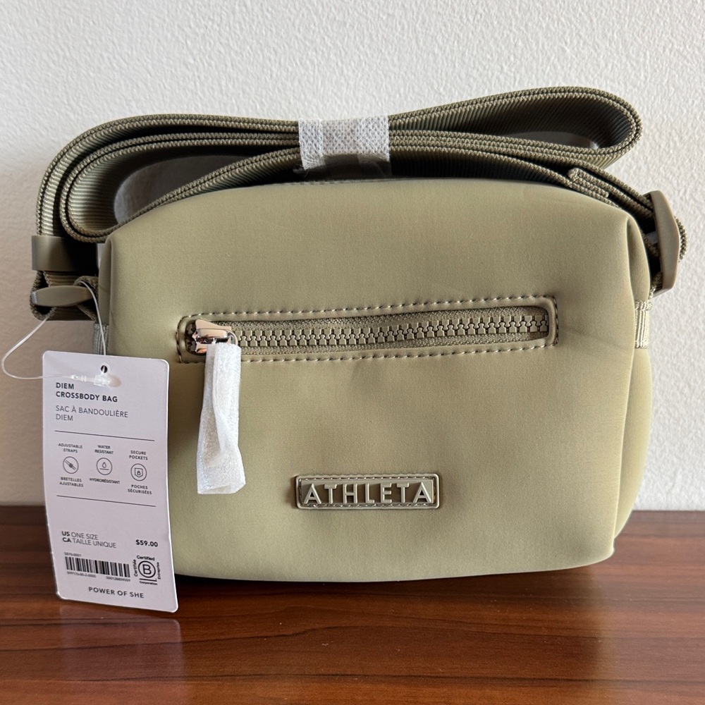 Athleta Olive Branch Green Neoprene Diem Crossbody Bag